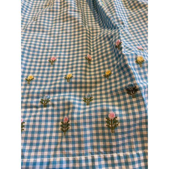 Vintage Handmade Apron Bib Embroidery Homemade Check Floral Easter Spring Cook - Picture 5 of 7